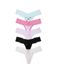 5-Pack PINK Wink™ Lace-Trim Thong Panties