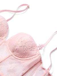 Blossom Embroidery Plunge Corset Top