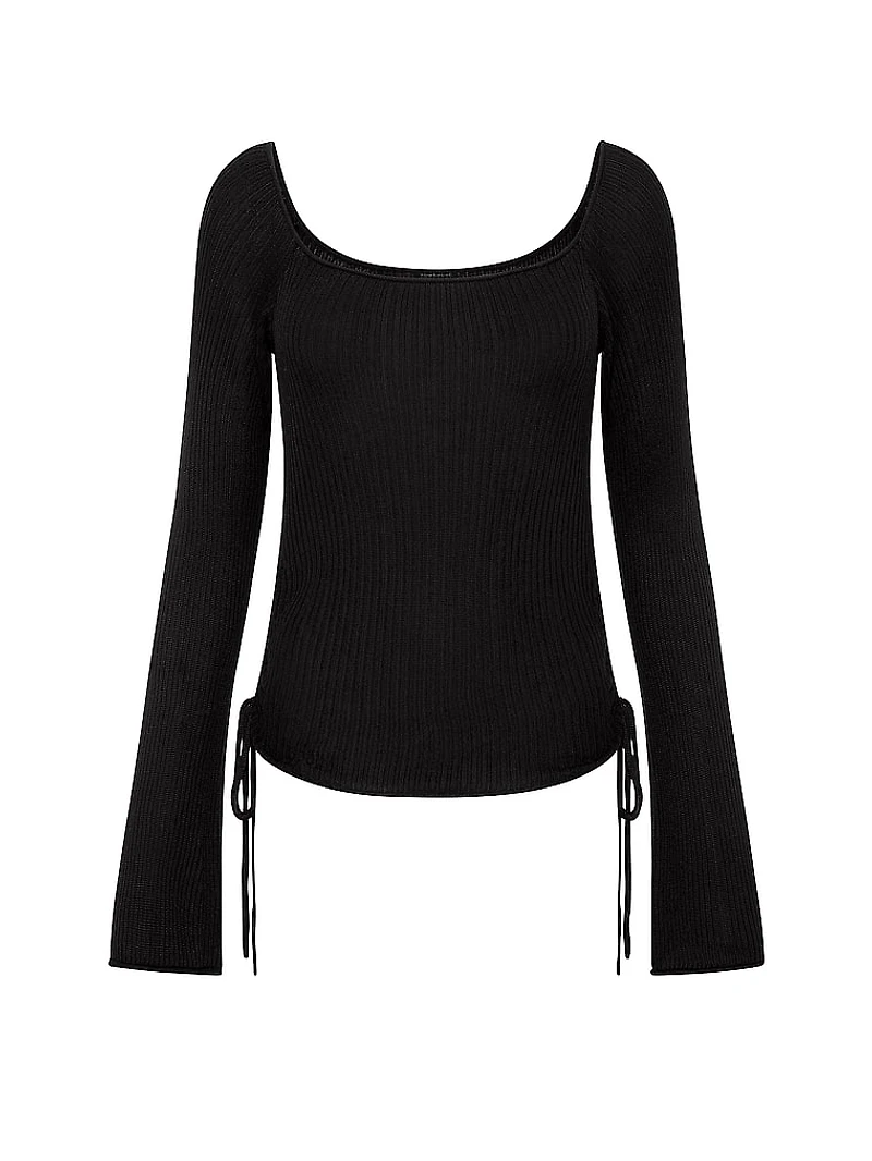Side-Ruched Oﬀ-The-Shoulder Sweater