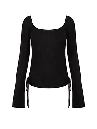 Side-Ruched Oﬀ-The-Shoulder Sweater