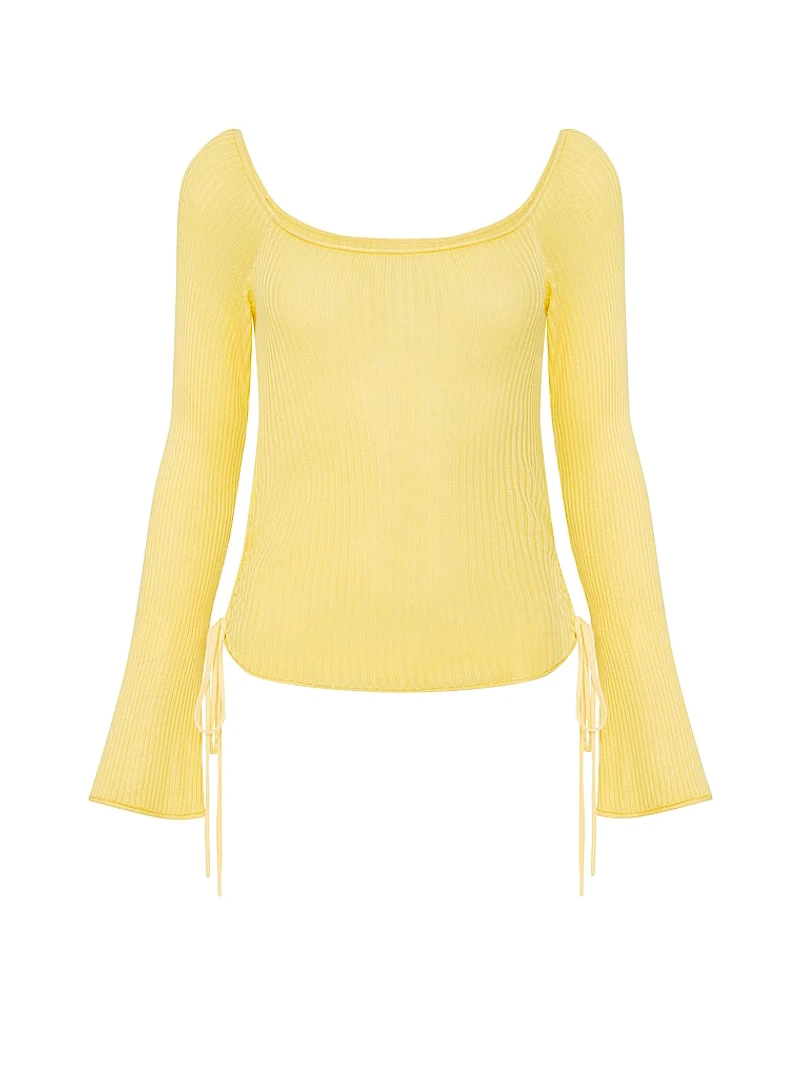 Side-Ruched Oﬀ-The-Shoulder Sweater