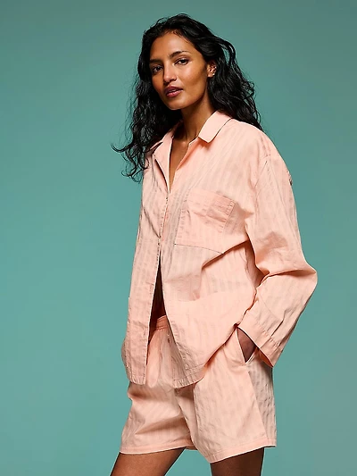 Heritage Cotton Long-Sleeve Short Pajama Set