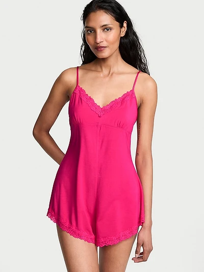SoSoft™ Modal Lace-Trim Romper