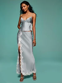 Satin Lace-Trim Cami & Maxi Skirt Set