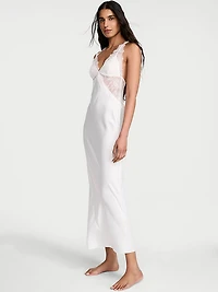 Satin Rose Lace Long Slip Dress