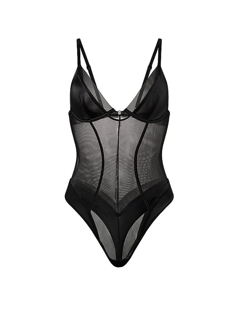 Sheer Reveal Mesh Triangle Bodysuit