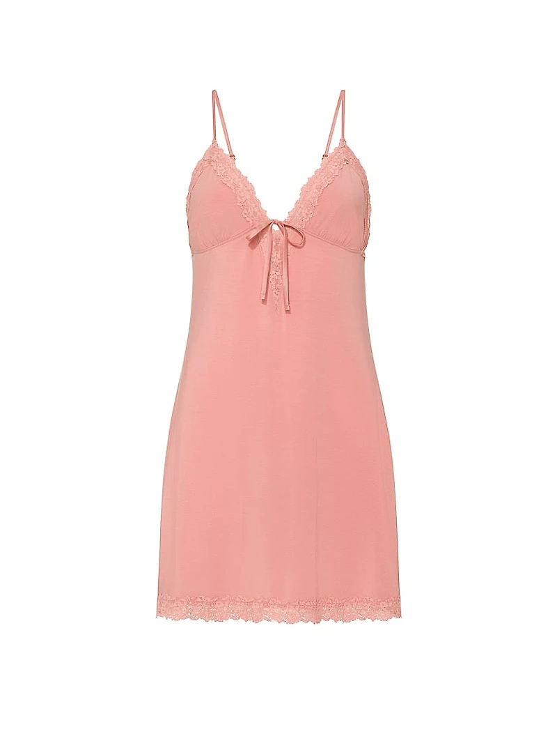 SoSoft™ Modal Lace-Trim Tie-Front Slip Dress