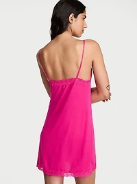 SoSoft™ Modal Lace-Trim Tie-Front Slip Dress