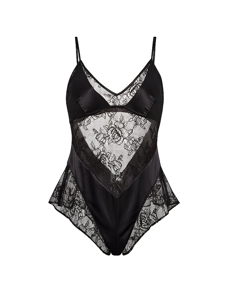 Satin & Rose Lace Flutter Romper