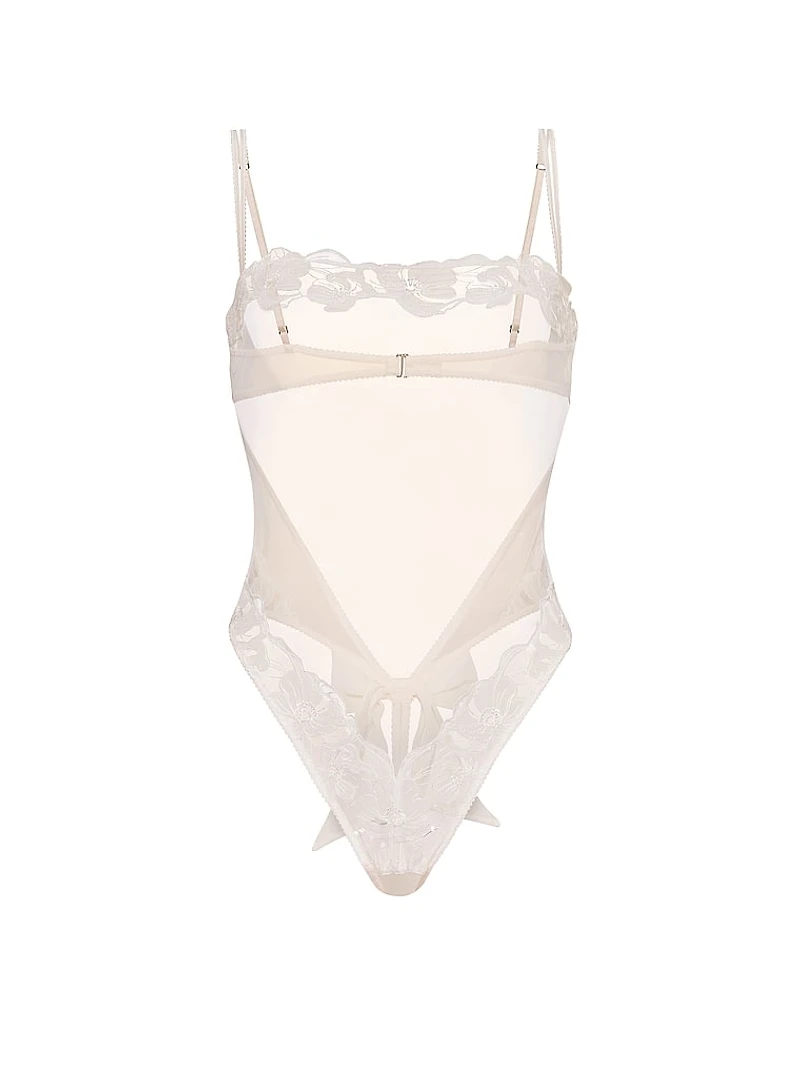 Frou Embroidery Ouvert Bow-Back Teddy