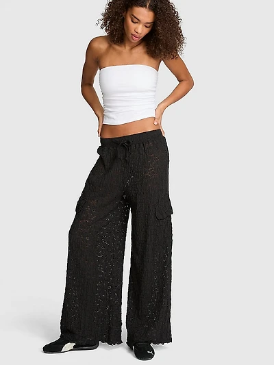 Floral Crochet Cover-Up Pants