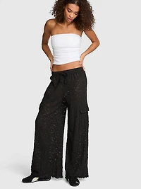 Floral Crochet Cover-Up Pants