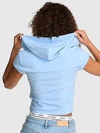 Soft Modal Short-Sleeve Full-Zip Hoodie