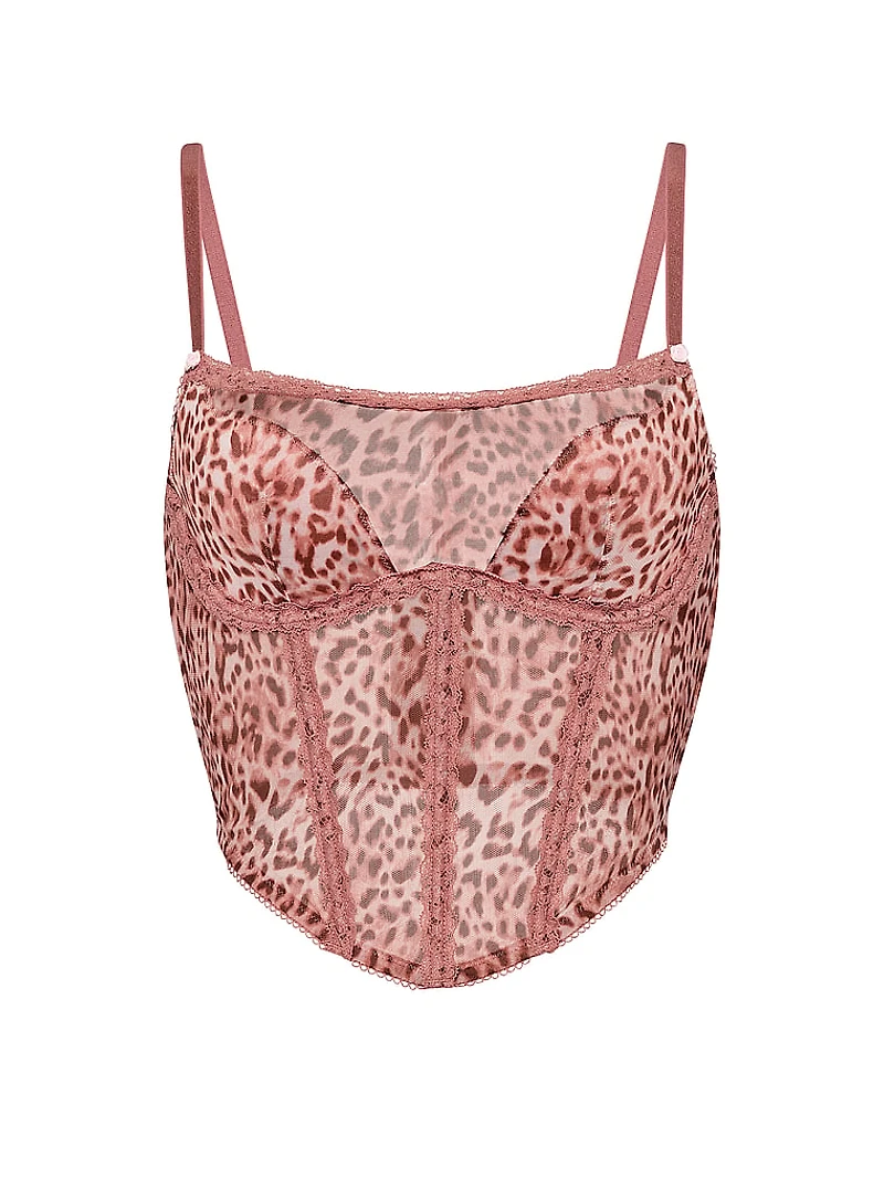 Sweet Leopard Mesh Corset Top