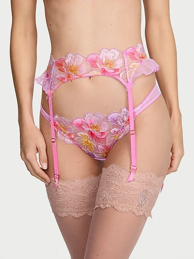 Watercolor Embroidery Garter Belt