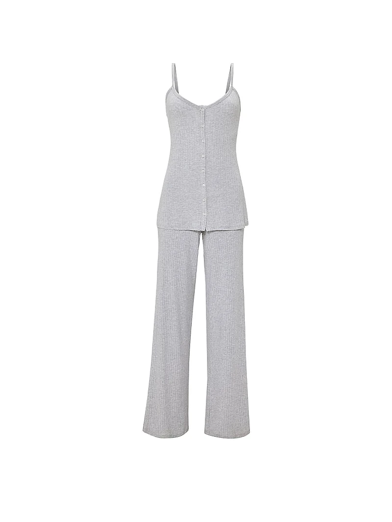 SoSoft™ Modal Wide-Rib Button-Front Cami & Pants Set