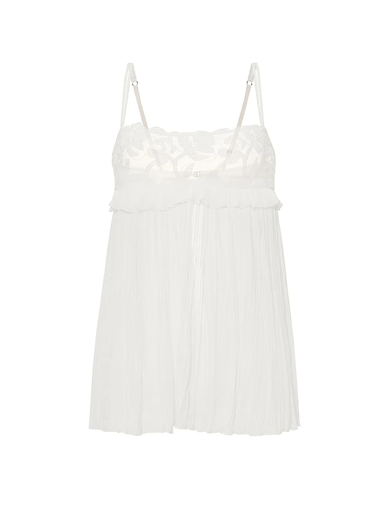 Frou Embroidery Pleated Babydoll Set