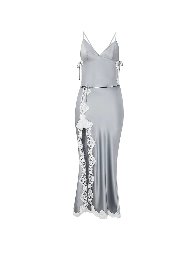 Satin Lace-Trim Cami & Maxi Skirt Set