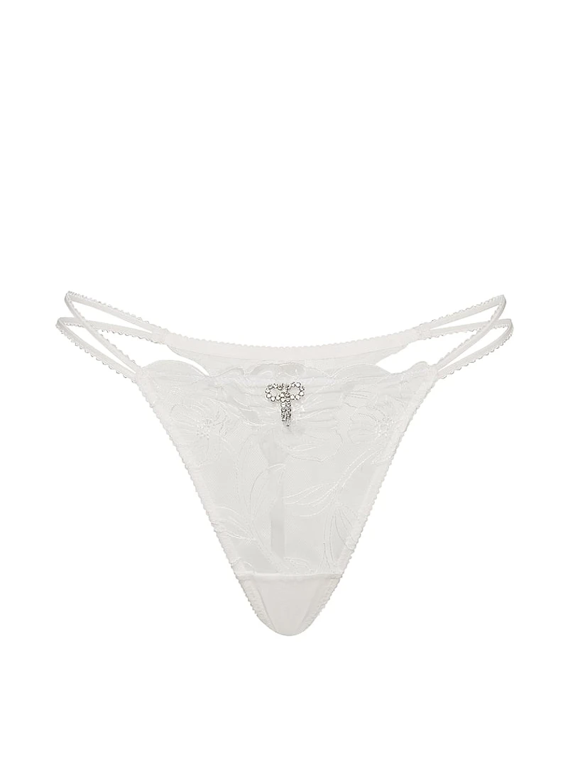 Frou Embroidery Strappy V-String Panty