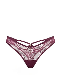 Rose Lace-Trim High-Leg Thong Panty