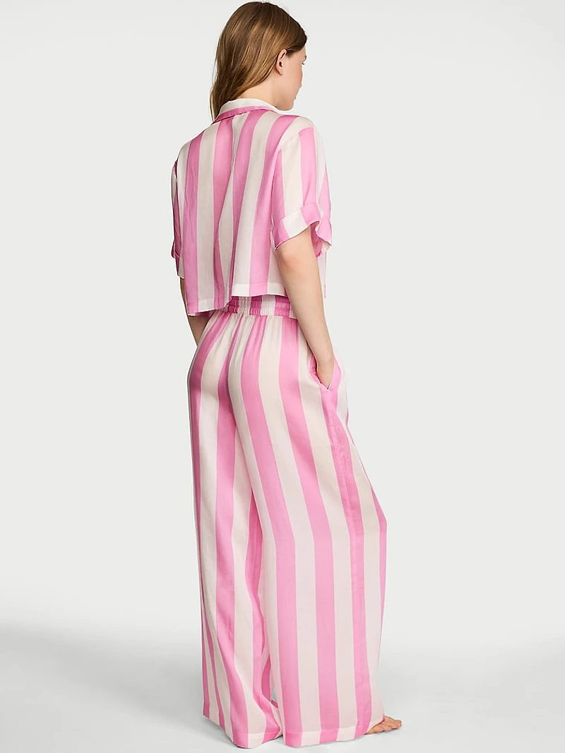 TENCEL™ Oversized Crop Short-Sleeve Long Pajama Set