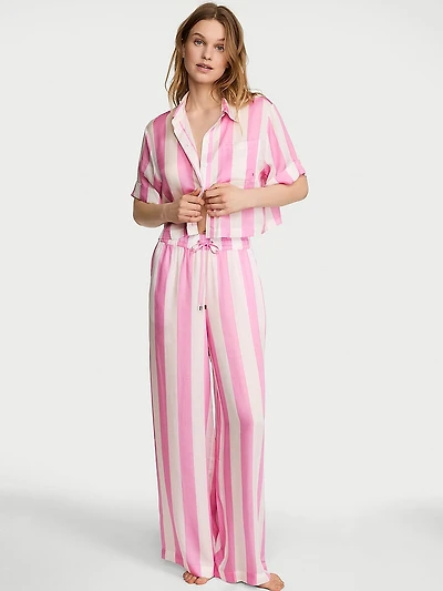 TENCEL™ Oversized Crop Short-Sleeve Long Pajama Set