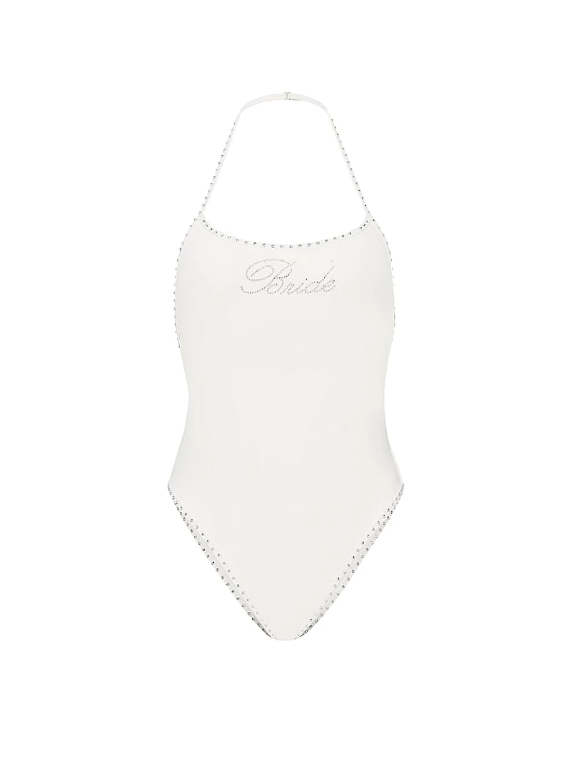 Bridal Bling Halter One-Piece Swimsuit
