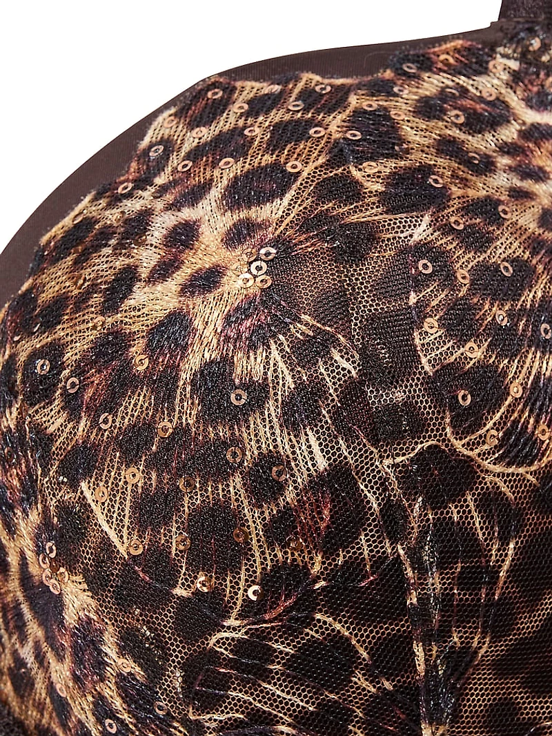 Geo Leo Embroidery Lightly Lined Bra Top