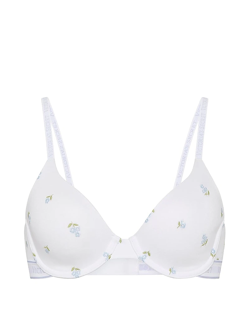 Cotton Embroidered Lightly Lined Full-Coverage Bra