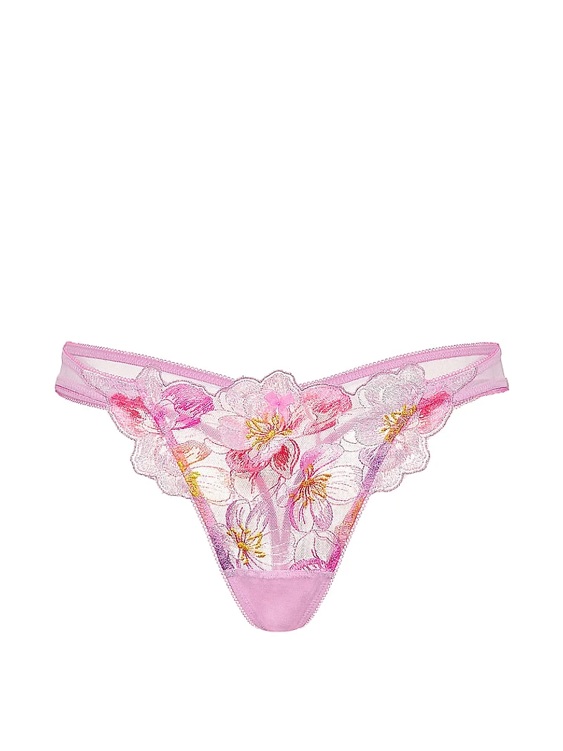 Watercolor Embroidery Thong Panty