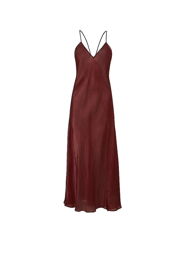 Luxe Sheer Satin Long Slip Dress