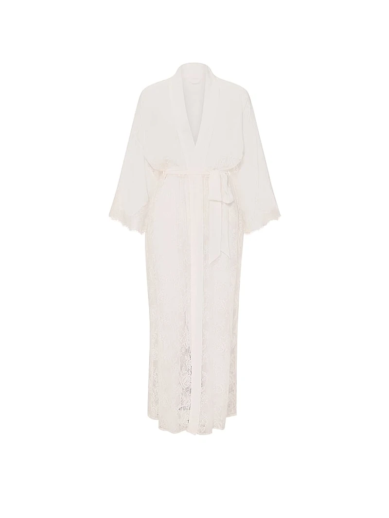 Sheer Rose Lace Long Robe