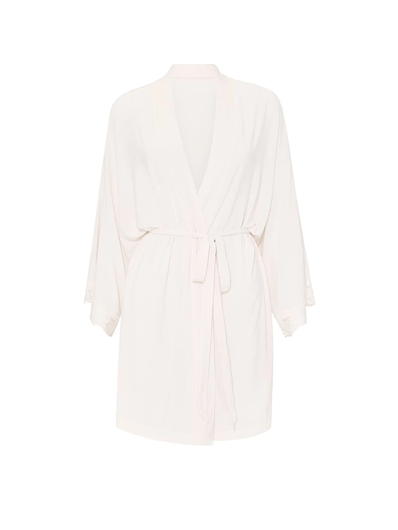 SoSoft™ Modal Lace-Trim Bridal Short Robe