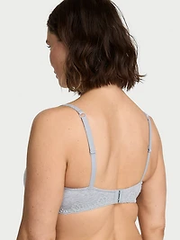 Cotton Lace-Trim Unlined Demi Bra