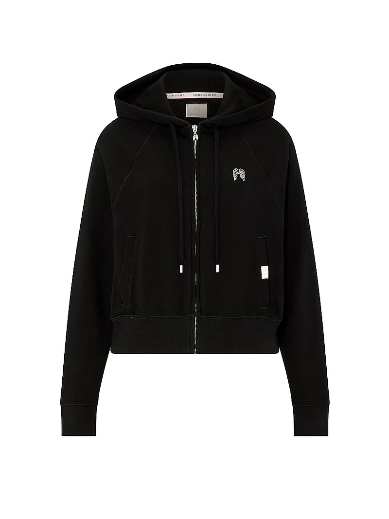 Off-Duty Terry Crop Full-Zip Hoodie