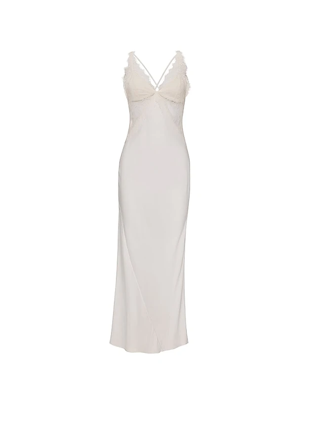 VS Satin Rose Lace Long Slip Dress | The Summit VS Satin Rose Lace Long Slip Dress | The Summit