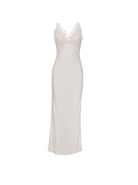 Satin Rose Lace Long Slip Dress
