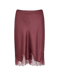 Satin Lace-Trim Skirt