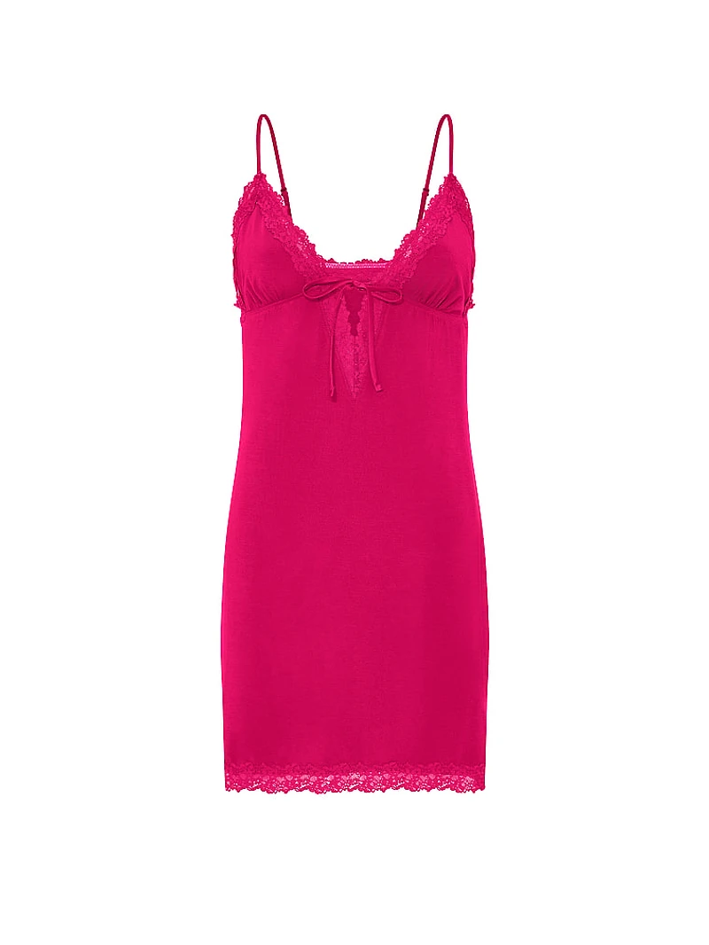 SoSoft™ Modal Lace-Trim Tie-Front Slip Dress