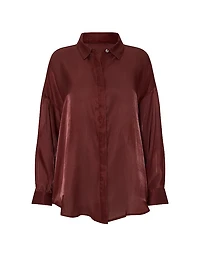 Luxe Sheer Satin Button-Front Shirt