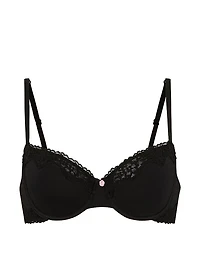 Cotton Lace-Trim Unlined Demi Bra