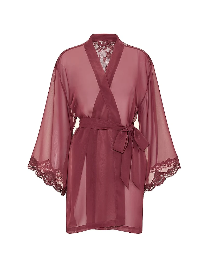 Chiffon & Lace Short Robe