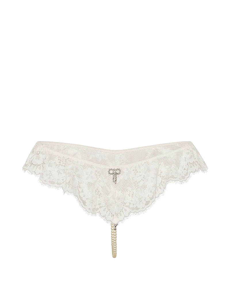 Lace Flutter Pearl Strand Thong
