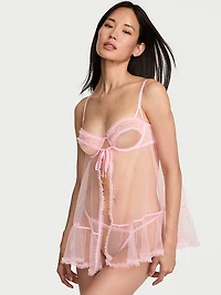 Tease Open-Cup Ruffled Babydoll Set