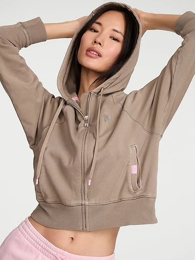 Off-Duty Terry Crop Full-Zip Hoodie
