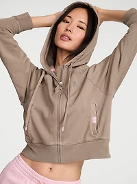 Off-Duty Terry Crop Full-Zip Hoodie