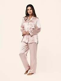 Sylvie Silk Piped Full-Length PJ