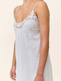 Swiss Dot Lace Front Midi Nightie