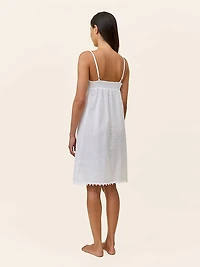 Swiss Dot Lace Front Midi Nightie