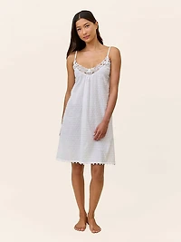 Swiss Dot Lace Front Midi Nightie